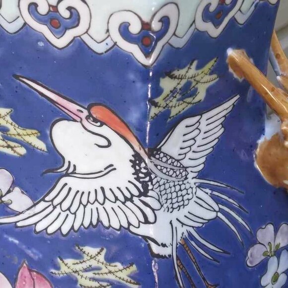 Stunning Antique Chinese Qing Yongzheng Marked Porcelain Horned Antelope handled - Picture 6 of 12